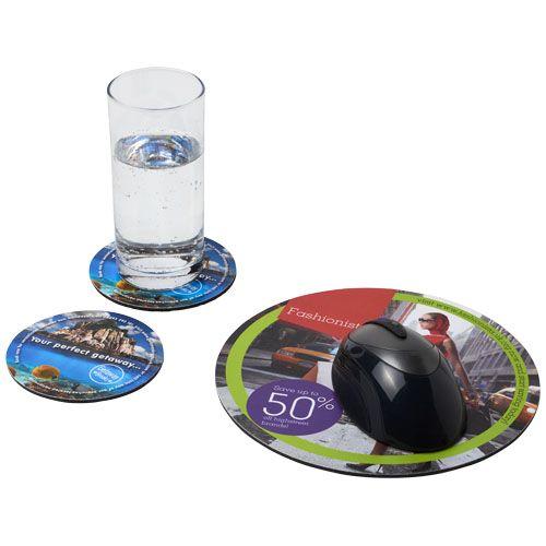 Achat Ensemble de tapis de souris et de dessous de verre Q-Mat® 5 - noir