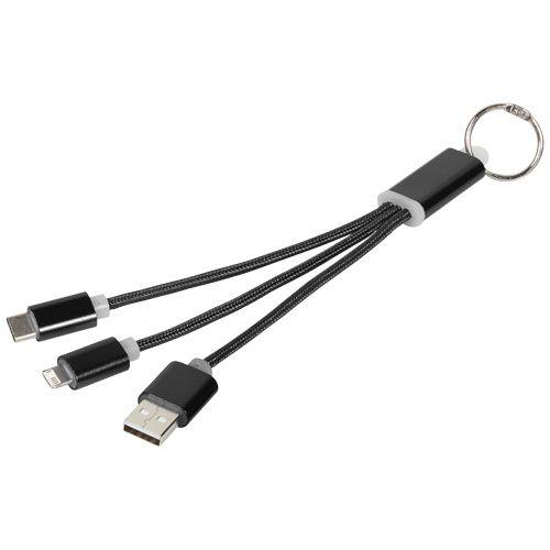 Achat Câble de chargement 3-en-1 avec porte-clés Metal - noir