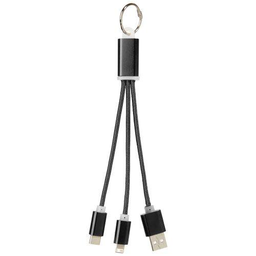 Achat Câble de chargement 3-en-1 avec porte-clés Metal - noir