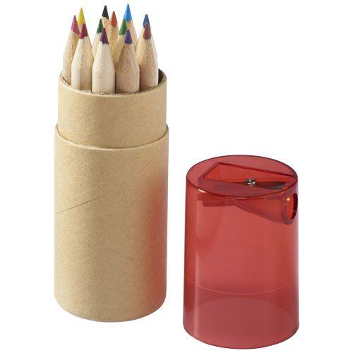 Achat Set de 12 crayons de couleur avec taille-crayon Hef - rouge