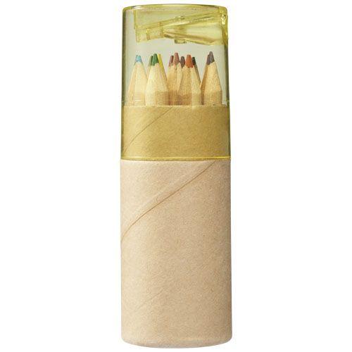 Achat Set de 12 crayons de couleur avec taille-crayon Hef - jaune