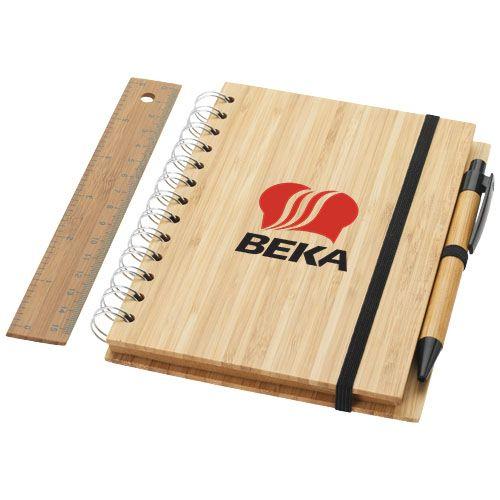 Achat Set bloc-notes format B6 en bambou avec stylo et règle Franklin - bois