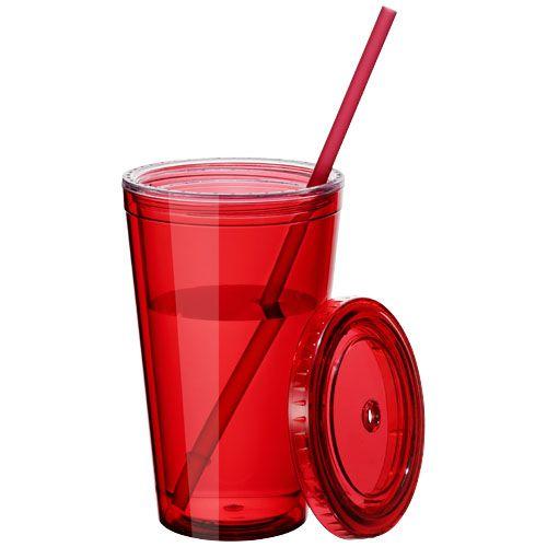 Achat Timbale et paille Cyclone 450ml - rouge translucide
