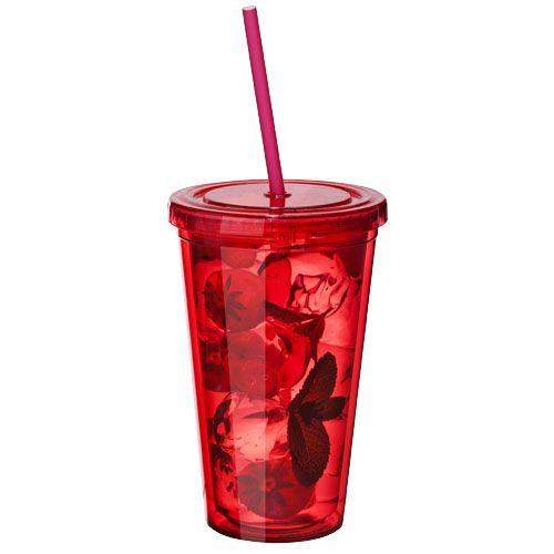Achat Timbale et paille Cyclone 450ml - rouge translucide