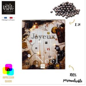Calendrier de l'Avent Billes de chocolat Noir - Impression Recto-Verso
