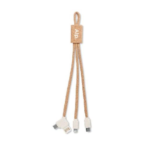 Achat 3 in 1 charging cable in cork CABIE - beige
