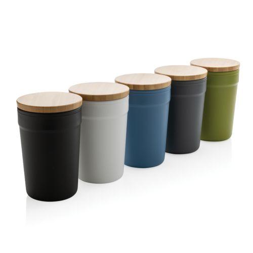 Achat Mug 300ml en PP recyclé GRS avec couvercle en bambou FSC® - bleu