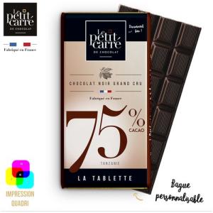 Tablette 90gr 75% Tanzanie avec bague personnalisable