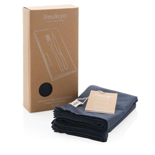 Achat Set de 4 serviettes de table Ukiyo en rcotton 180gr Aware™ - bleu marine