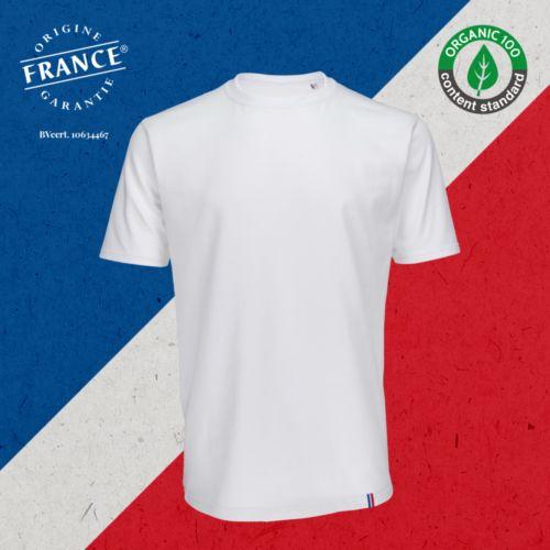 Achat T-Shirt Homme made in France Col Rond Bord Cote HUGO - blanc