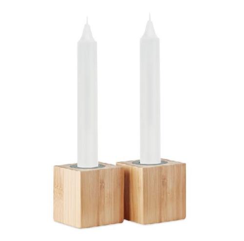 Achat 2 bougies et support en bambou PYRAMIDE - bois
