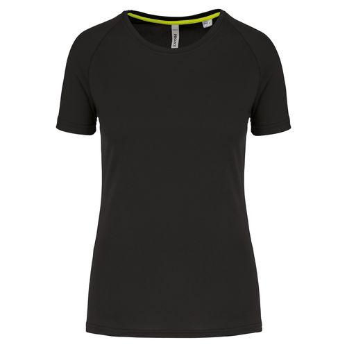 Achat T-shirt de sport à col rond recyclé femme - noir