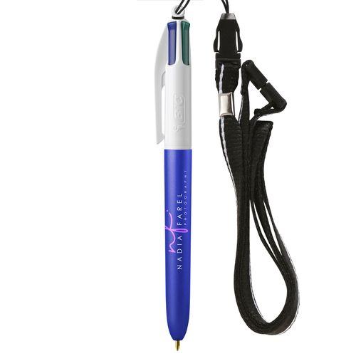 Achat BIC® 4 Colours Glacé with Lanyard - Made in France - blanc