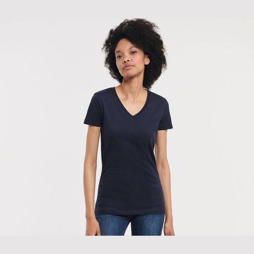 Achat T-shirt organique col V femme - bleu marine classique