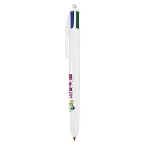 Achat BIC® 4 Colours bille + Lanyard - Made in France - blanc