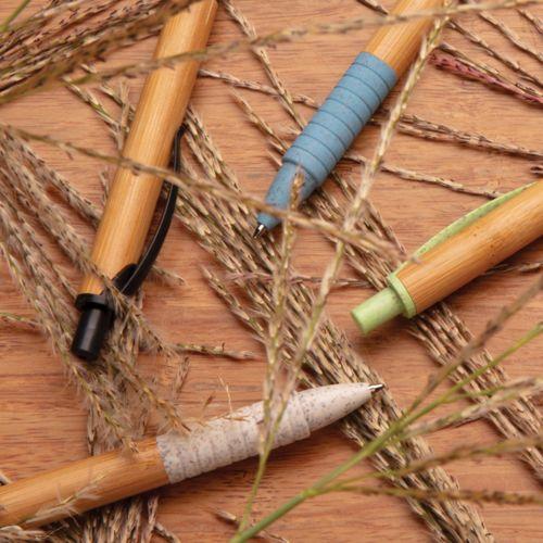 Achat Stylo en bambou et fibre de paille - bleu