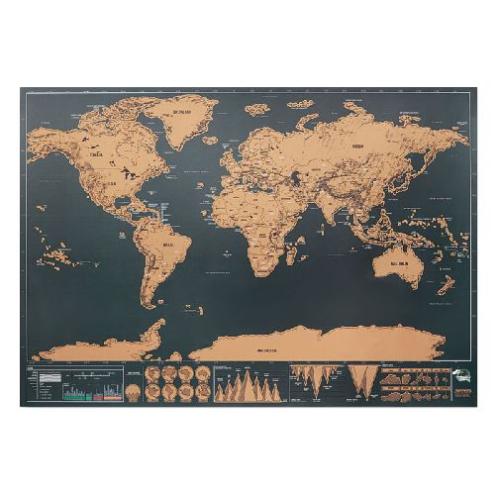 Achat Carte du monde à gratter - beige