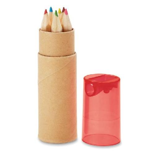 Achat Tube de 6 crayons de couleur - rouge transparent