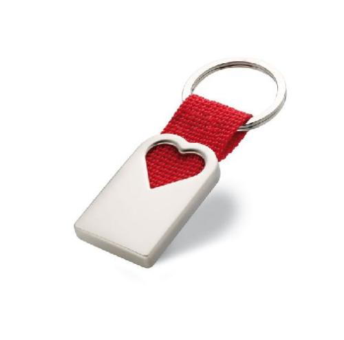 Achat Porte clef coeur en métal - rouge