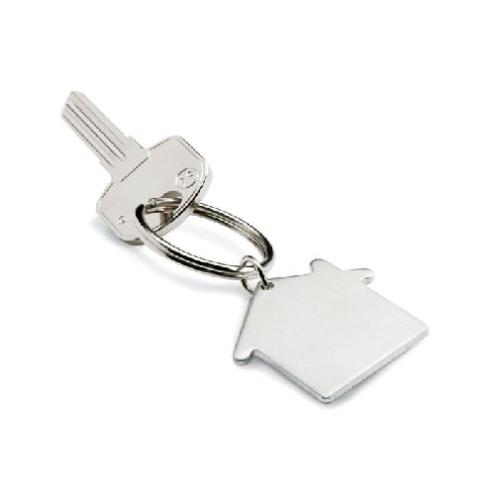 Achat Porte clés métal maison - argenté mat
