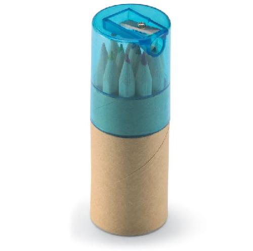 Achat Tube 12 crayons de couleur - bleu transparent