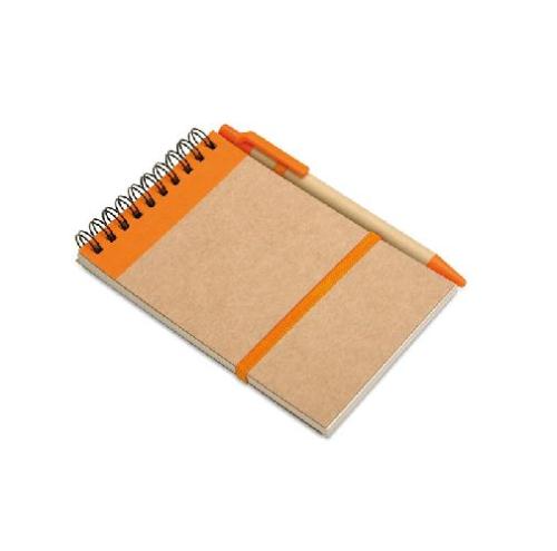Achat Bloc-notes recyclé et stylo - orange