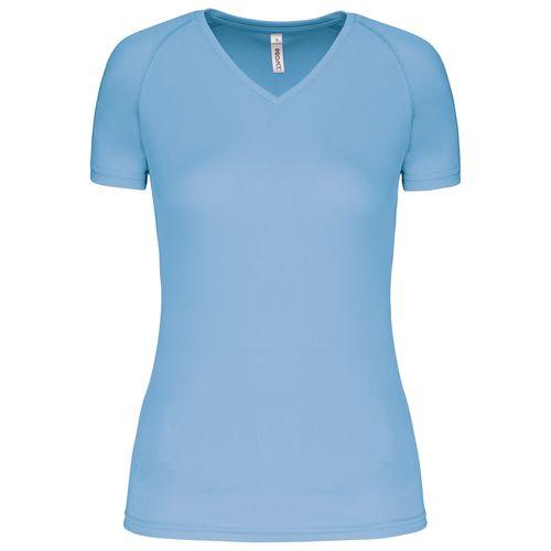Achat T-shirt de sport manches courtes col v femme - bleu ciel