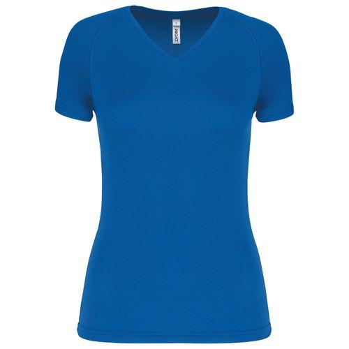 Achat T-shirt de sport manches courtes col v femme - bleu royal sport