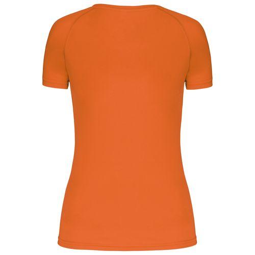 Achat T-shirt de sport manches courtes col v femme - orange fluo