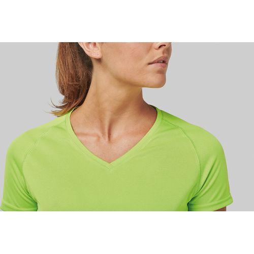 Achat T-shirt de sport manches courtes col v femme - vert citron