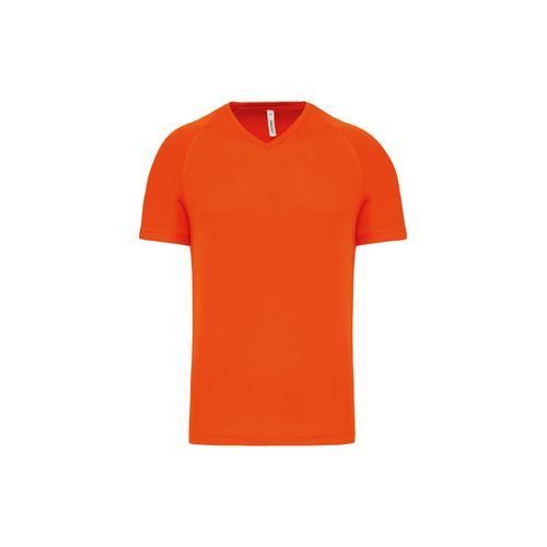 Achat T-shirt de sport manches courtes col v homme - orange fluo