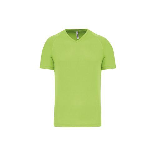 Achat T-shirt de sport manches courtes col v homme - vert citron