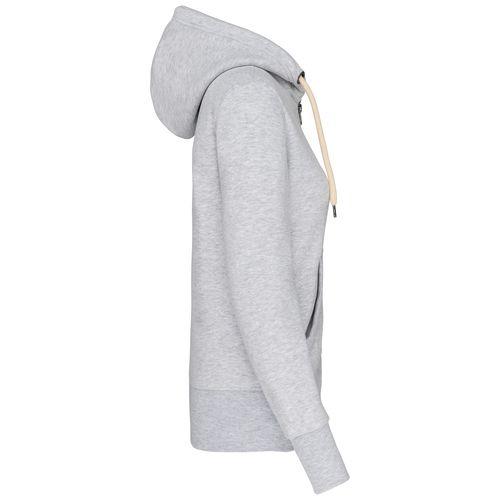 Achat Sweat-shirt vintage zippé à capuche femme - gris cendré chiné