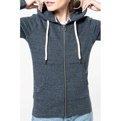 Achat Sweat-shirt vintage zippé à capuche femme - gris chiné mélangé