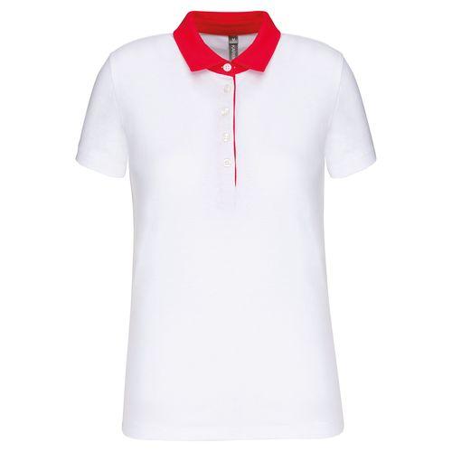 Achat Polo jersey bicolore femme - rouge