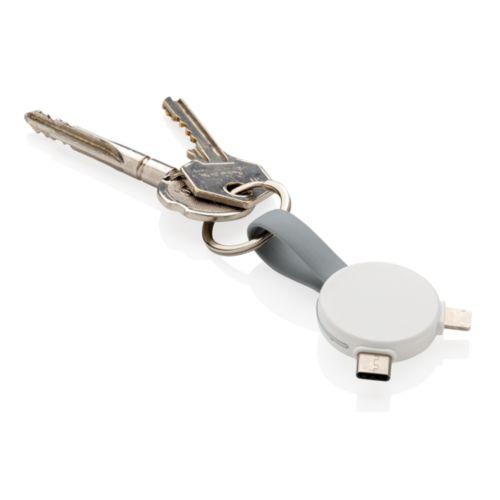 Achat Porte-clés rond câble 3 en 1 - blanc