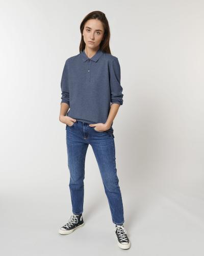 Achat Prepster Long Sleeve - Le polo unisexe à manches longues - Dark Heather Blue