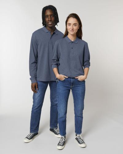 Achat Prepster Long Sleeve - Le polo unisexe à manches longues - Dark Heather Blue