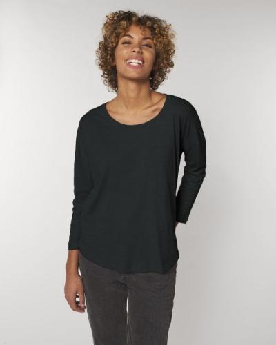Achat Stella Waver Slub - Le T-shirt manches 3/4 femme à emmanchure descendue - Black