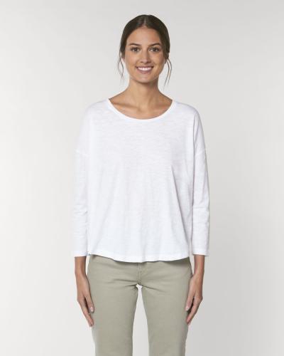 Achat Stella Waver Slub - Le T-shirt manches 3/4 femme à emmanchure descendue - White