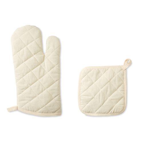 Achat Set gant et manique en coton - beige