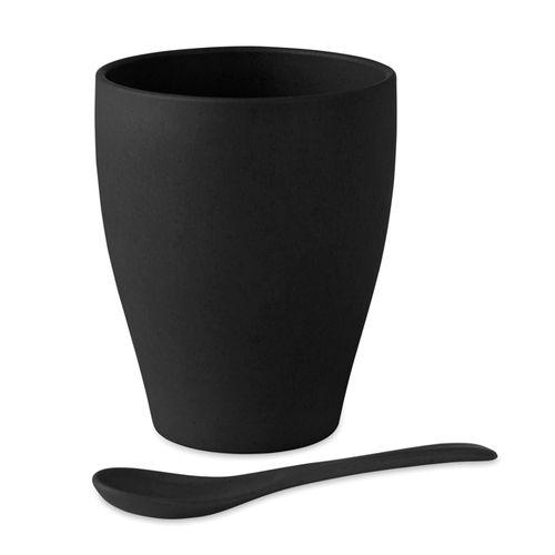 Achat Mug avec cuillère bambou / PP - noir