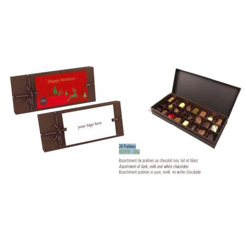 Achat Boite Rectangulaire garnie 24 chocolats assortis  PERSONNALISEE - 