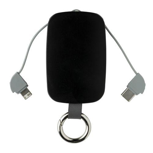 Achat Porte-clés powerbank 1200mAh avec câbles intégrés - noir