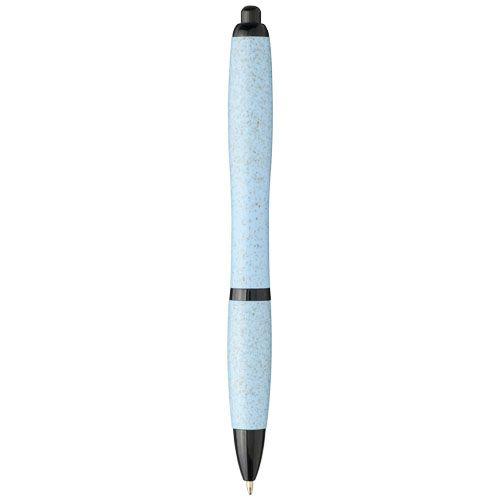 Achat Stylo bille en paille de blé avec pointe noire Nash - bleu clair