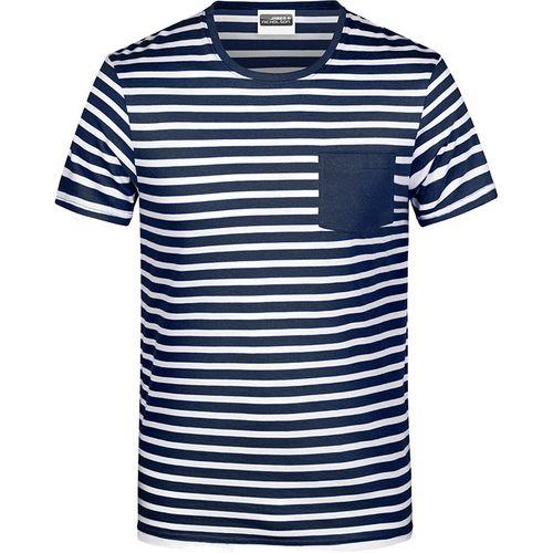 Achat T-shirt bio rayé Homme - bleu marine