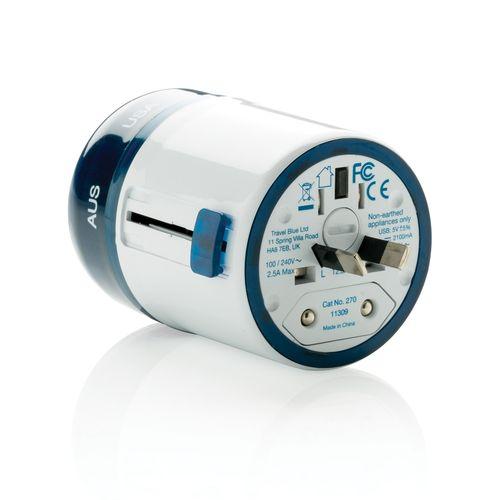 Achat Set d’adaptateurs de voyage avec port USB Travel Blue - blanc