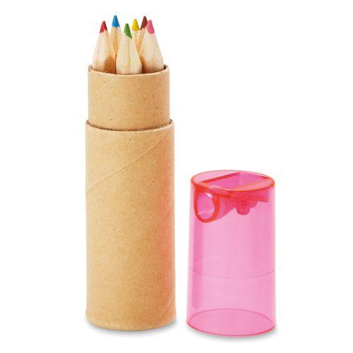 Achat Tube de 6 crayons de couleur - rose transparent