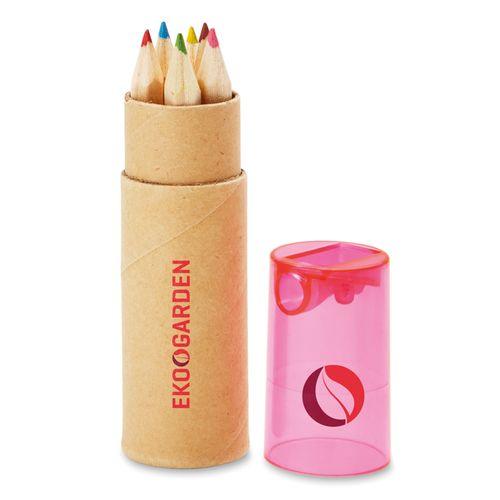 Achat Tube de 6 crayons de couleur - rose transparent
