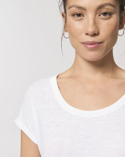 Achat Stella Rounder Slub - Le T-shirt slub femme bas de manche replié - White